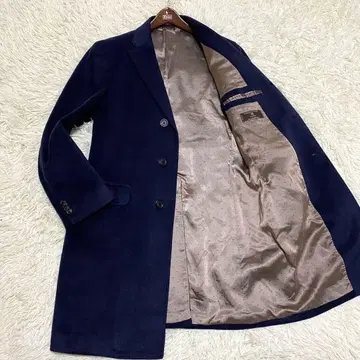 [ 미사용급 실크 100% ] TETSU 제냐 체스터 코트 네이비 2XL