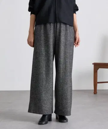 새상품 택 포함 허리 리브 네프 트위드 팬츠 블랙 2