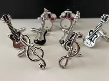 미사용 새상품 기타 베이스 드럼 등 커프스링크 4종 세트