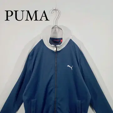 PUMA 네이비 하이넥 리브 저지 트랙 자켓 S