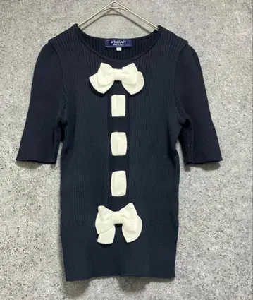 M's GRACY 리본 반팔 니트 40 네이비