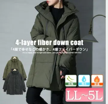 골드재팬 후드 부착 롱 파이버 다운 코트 블랙