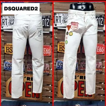 Dsquared2 와펜 스키니 댄 진 화이트 데님