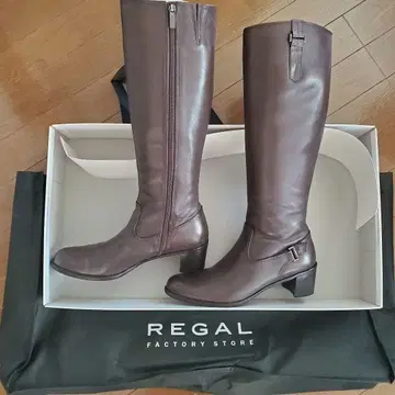 REGAL 브라운 롱 부츠 중간 힐