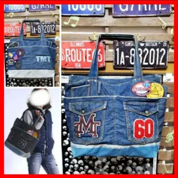 EC 한정품 TMT 멀티 와펜 BIG 데님 토트백