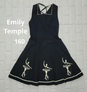 에밀리 템플 발레리나 패턴 플레어 원피스 블랙 160