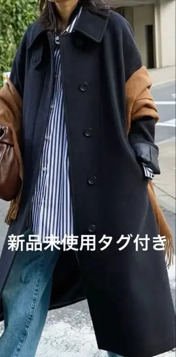 슈퍼 140 비버 스텐카라 코트 블랙 미사용 새상품