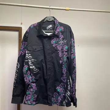 LEFLAH 꽃무늬 긴팔 셔츠 블랙