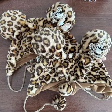 디즈니 레오파드 무늬 팬캡 미니 미키 봉제 인형 마스코트