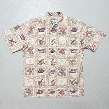 90s 레인스푸너 라하이 나세일러 풀오버 알로하 셔츠 L 화이트