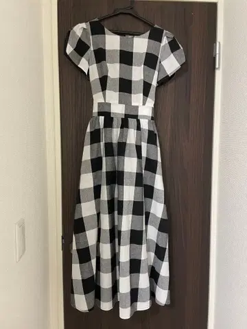 깅엄 체크 블록 체크 원피스