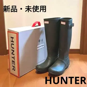 HUNTER 카키 레인부츠 롱 장화