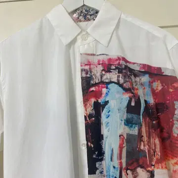 3일 한정판 칠란드시아 포켓 부착 아트 프린트 긴팔 셔츠 사이즈 F