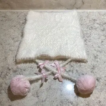 마리짱 니트 모자 퍼 소재 폼폼 달린 마리 머리띠