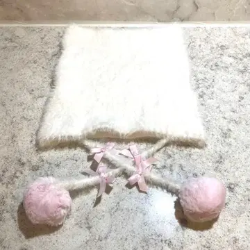 마리짱 니트 모자 퍼 소재 폼폼 달린 마리 머리띠