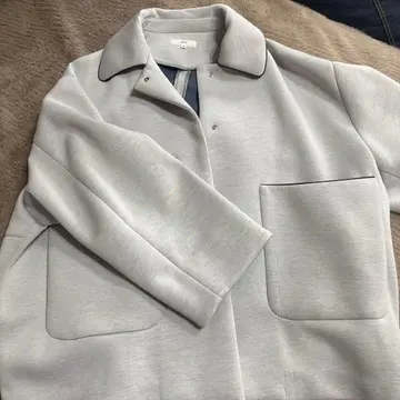 yori 그레이 본딩 소재 파이핑 카라 부착 자켓 38