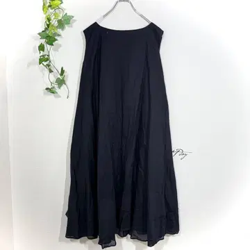 미즈이로 인드 100% 코튼 슬리브리스 원피스 블랙 네이비