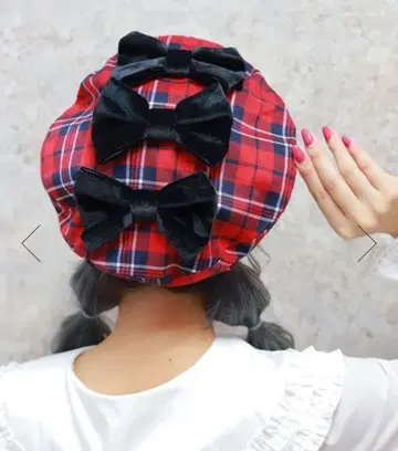 [ 최종 가격 인하 ] 타탄 체크 베레모 빨간색 새상품급