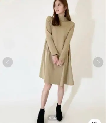 셀포드 이소재 도킹 무릎 기장 원피스