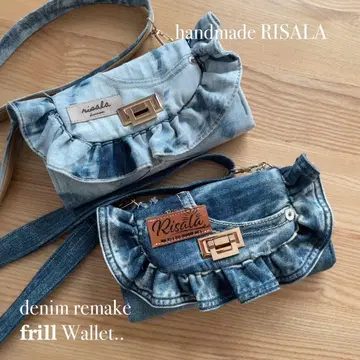 데님 리메이크 프릴 지갑 숄더 2세트