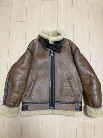 B-3 천연 가죽 양가죽 무스탕 플라이트 자켓 L