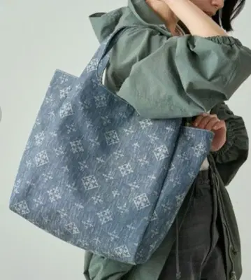 russet 데님 자카드 인디고 토트백 러셋