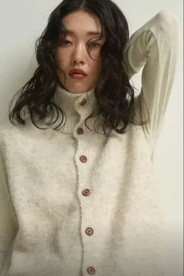 Lumim by u / 모헤어라이크 하이넥 버튼 베스트