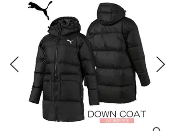 Puma 여성용 블랙 다운 코트 후드 부착