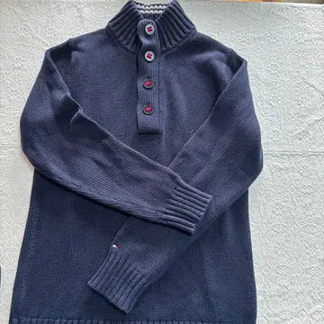 TOMMY HILFIGER XL 버튼 하이넥 스웨터