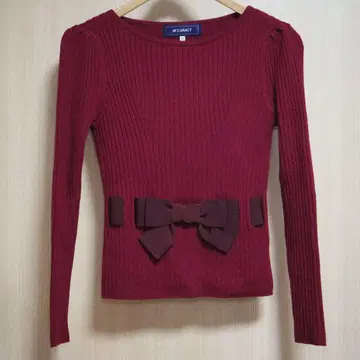 [ 새상품급 ] M'S GRACY 스테디셀러 리본 리브 니트탑