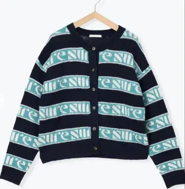 미사용에 가까운 [ ehka sopo ] 보더 로고 자카드 가디건