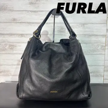 훌라 가죽 토트백 로고 금장 장식 대용량 숄더 블랙 FURLA