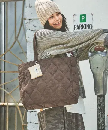 니코앤드 - 오리지널 파우치 포함 퀼트 토트백 L