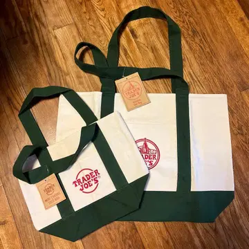 TRADER JOE'S 신색 그린 토트백과 미니 토트 세트