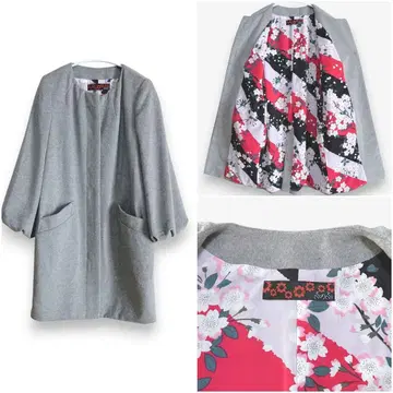 [후리후] 텍스타일 [사쿠라] 노카라 벌룬 슬리브 울 코트