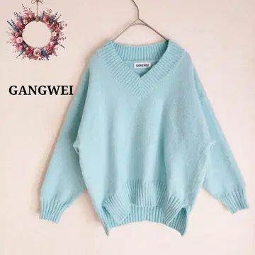 쉬인 GANGWEI 컬러 니트 V넥 스웨터 리브 스트릿