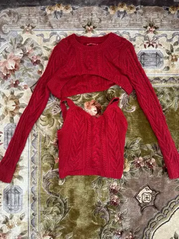 Abercrombie & Fitch 빨간색 니트 긴팔 셋업