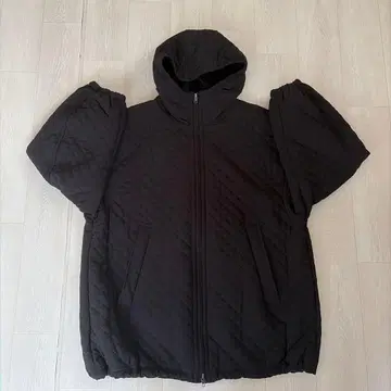 STYLEMIXER 블랙 퀼팅 자켓 후드 부착