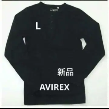 L 블랙 AVIREX 새상품 헨리넥 T셔츠