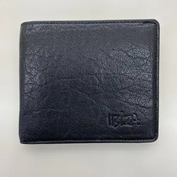 IBIZA 블랙 가죽 이단 접이식 지갑
