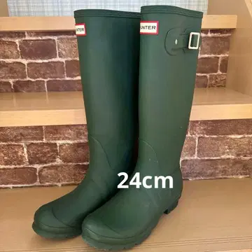 헌터 장화 새상품급 그린 24cm