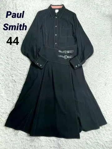 레어 폴스미스 현행 소가죽 벨트 맥시 셔츠 원피스 스티치 A라인