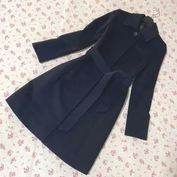 루수크 롱 코트 36 캐시미어 100% 벨트 블랙 블랙 DMW