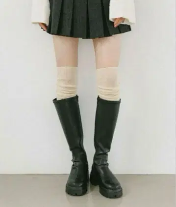 [미사용 새상품] Heather 인힐 스트레치 롱 부츠 블랙 M