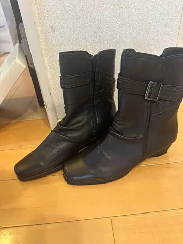 가죽 부츠 블랙 여성용 24cm