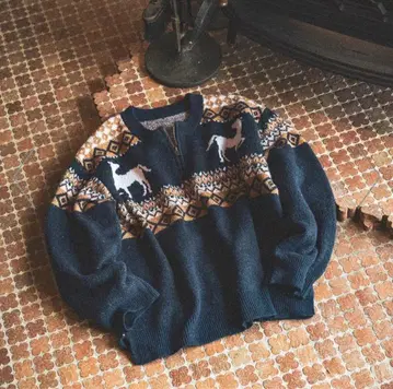 [ NASU FARM VILLAGE ] 자카드 ZIP 니트 풀오버