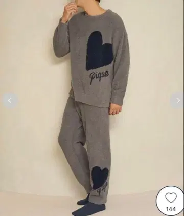 택 포함 젤라또피케 하트 자카드 풀오버 & 롱 팬츠 세트