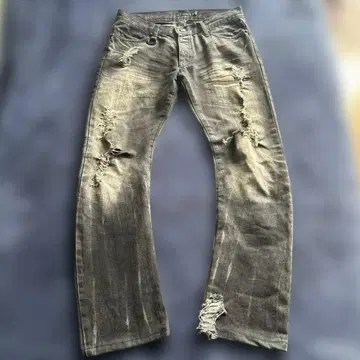 [레어] fuga 사이즈 46 블랙 데님 데미지 y2k v계 갸루