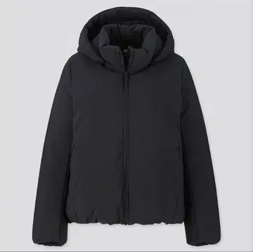 유니클로 하이브리드 다운 후드티 블랙 L 사이즈