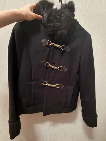 Bye Bye 후드 부착 숏 더플 코트